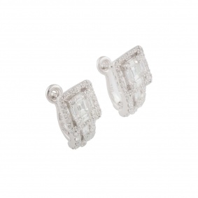 White Gold Diamond Cluster Earrings 1.03ct G-H/VS-VVS